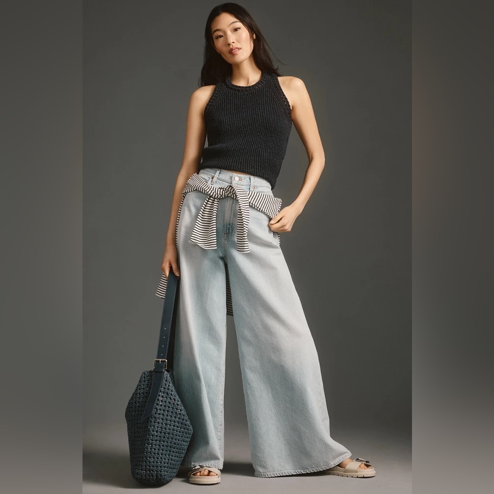 AGOLDE Nolan High Rise Wide Leg Jeans Light Blue Size 29 NWT Quiet Luxury casual